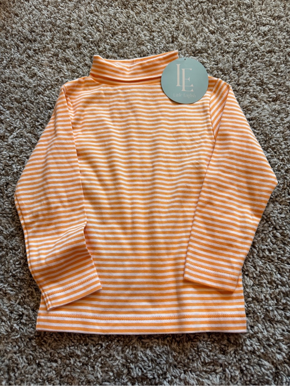 NWT Little English Orange Striped Turtleneck Top for Kids 3T